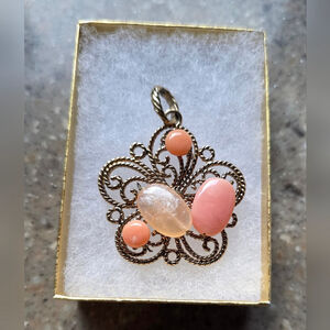 Vintage Gold and Peach Pendant